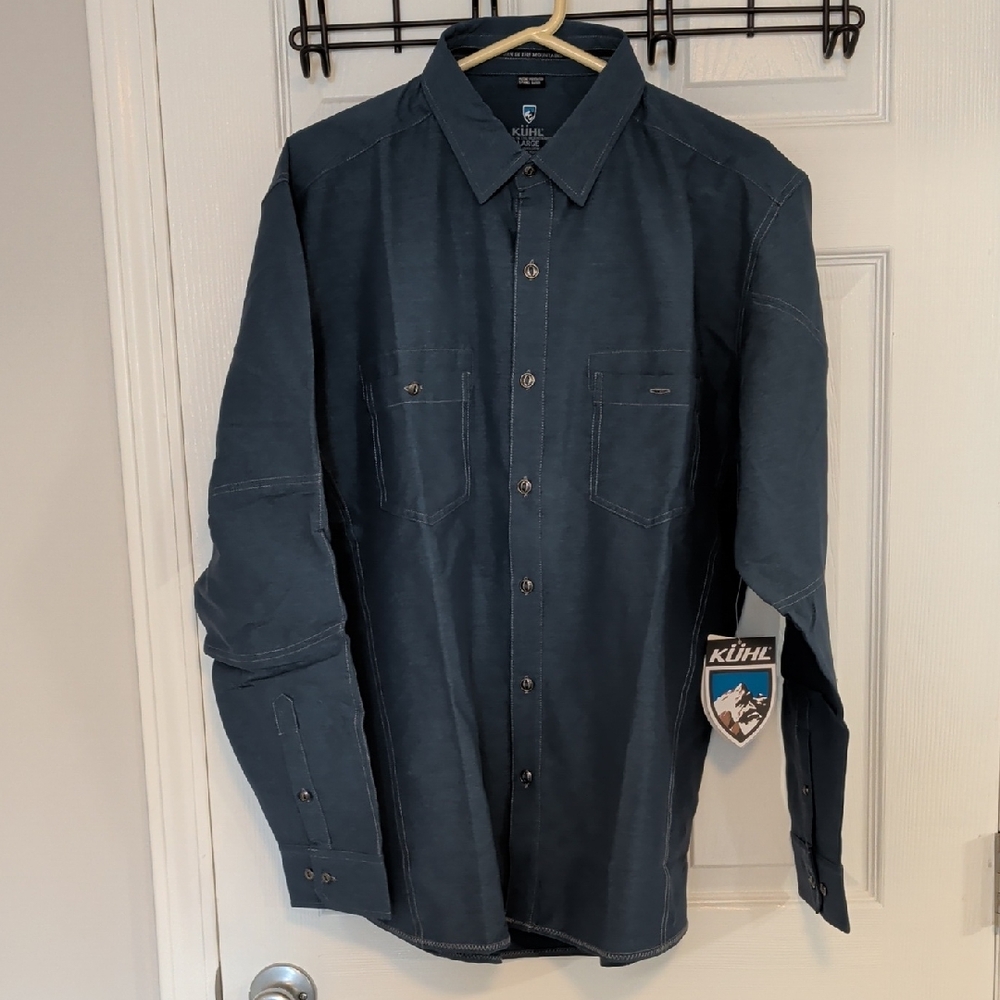 KÜHL Men's Long Sleeve Button-Up Shirt - Slate Blue Size Large